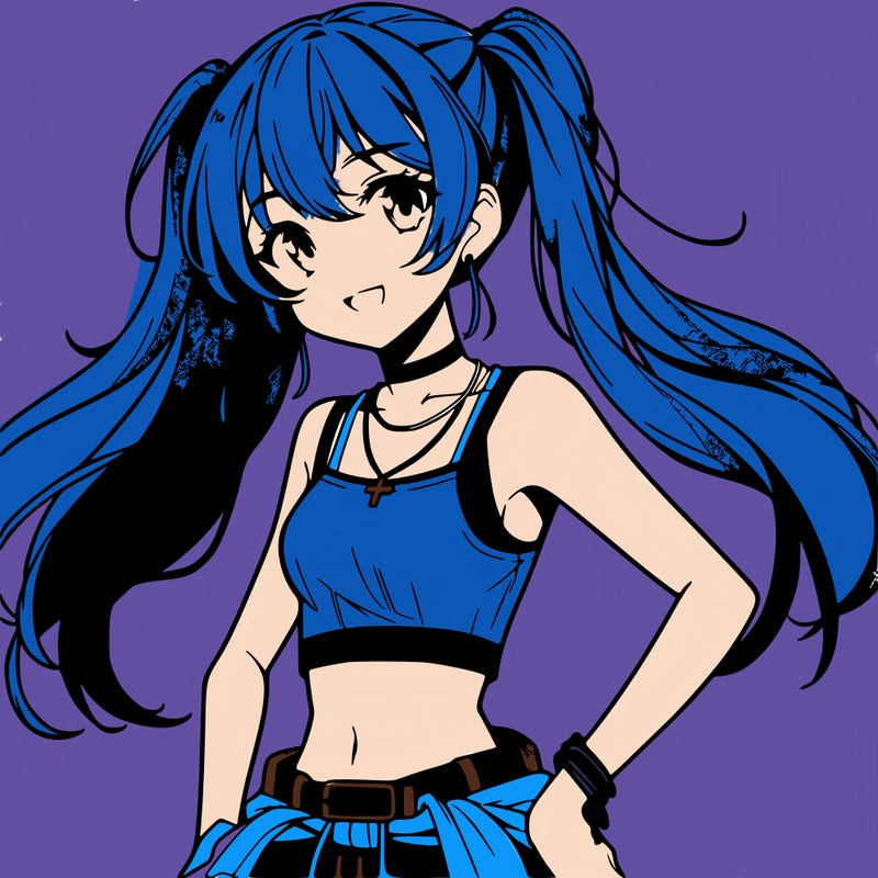 anime girl wearing crop top