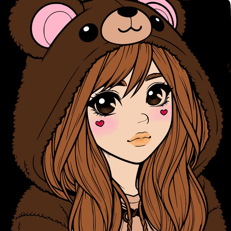 realistic girl in a bear hoodie
