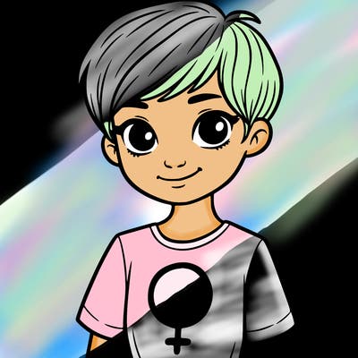 girl with pixie cut and feminist shirt