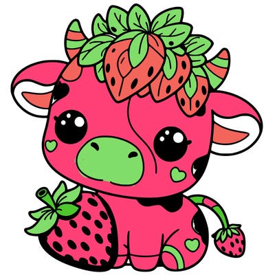 cute strawberry cow
