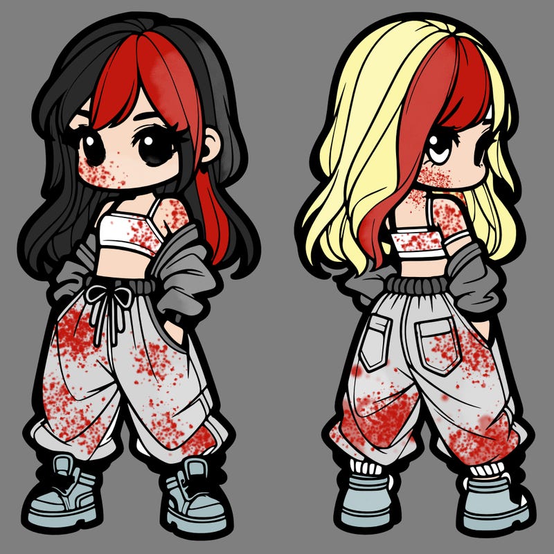 girl in crop top and baggy pants