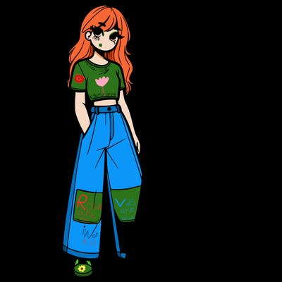 girls with wide pants and a croc top