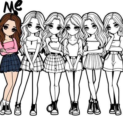 a group of girls realistic