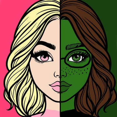 realistic girl split half