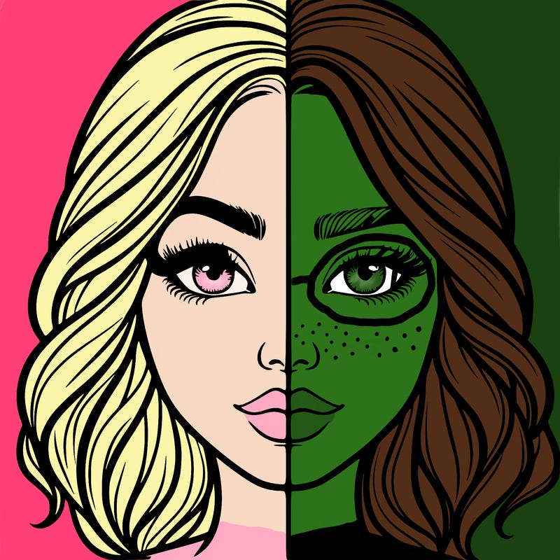 realistic girl split half