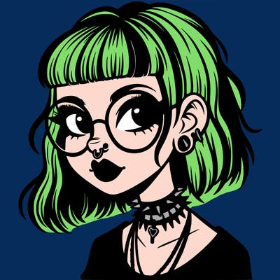 gothic girl with a mullet and glasses