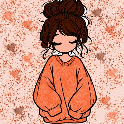 girl with baggy sweatshirt and messy bun