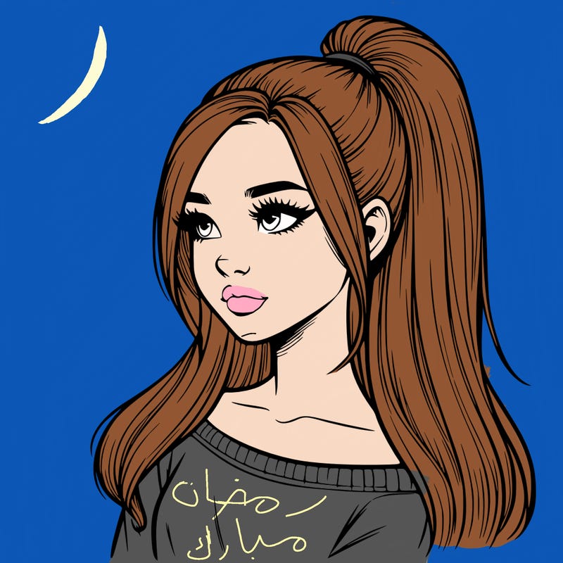 realistic girl with a high ponytail