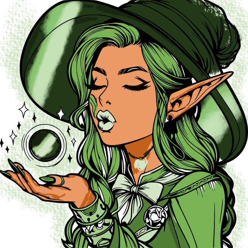 realistic elf casting a spell with lips