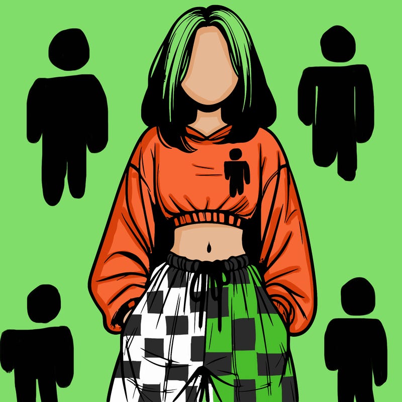 realistic girl faceless with baggy pants and a crop top