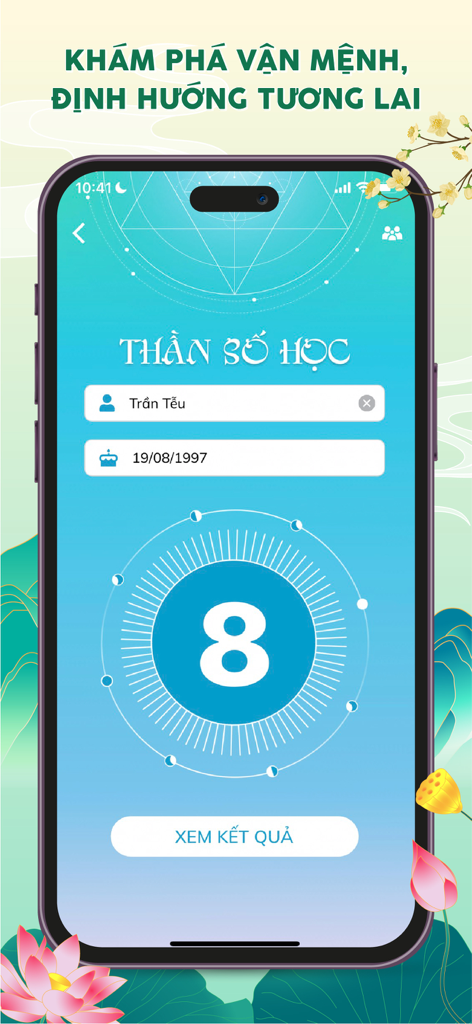 Lịch Vạn Niên 2026, Lịch Việt - Funzione di numerologia vietnamita nell'app Lich Viet che mostra un risultato del numero del percorso di vita e testo di esplorazione del destino