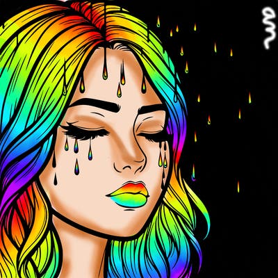 rain going over realistic woman’s face