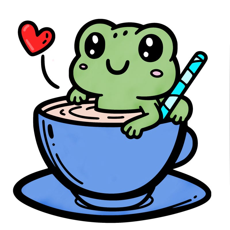 cute frog in a tea cup