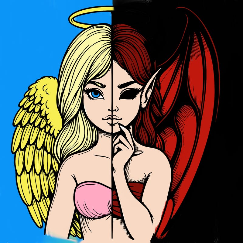 realistic angel half demon