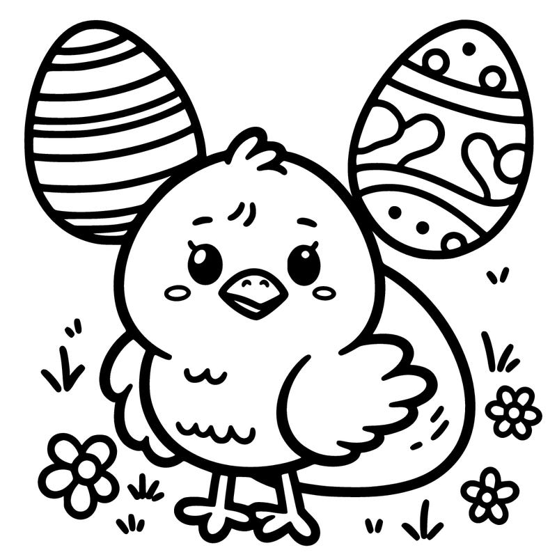 easter chick and easter egg