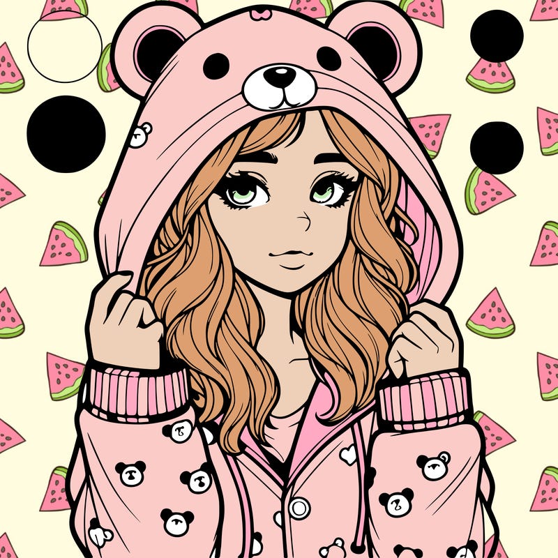 realistic girl in a animal pjs hoodie
