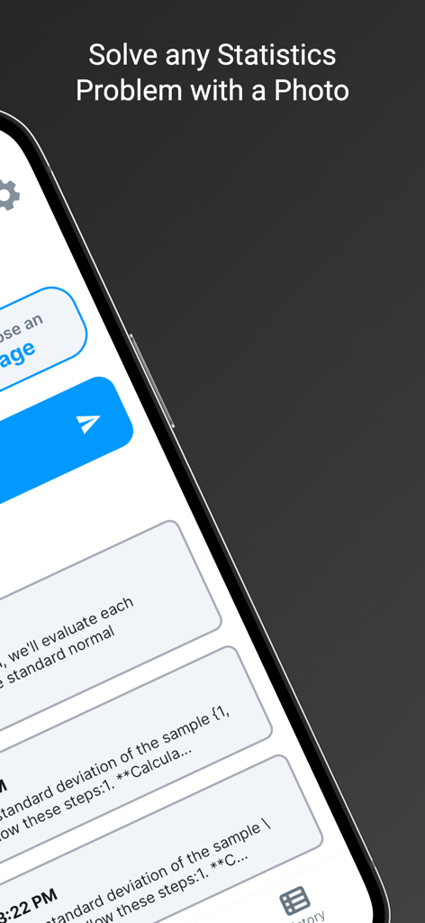 Statistics Solver: Stat AI - Interface of Statistics Solver Stat AI app showing the feature to solve statistics problems using a photo