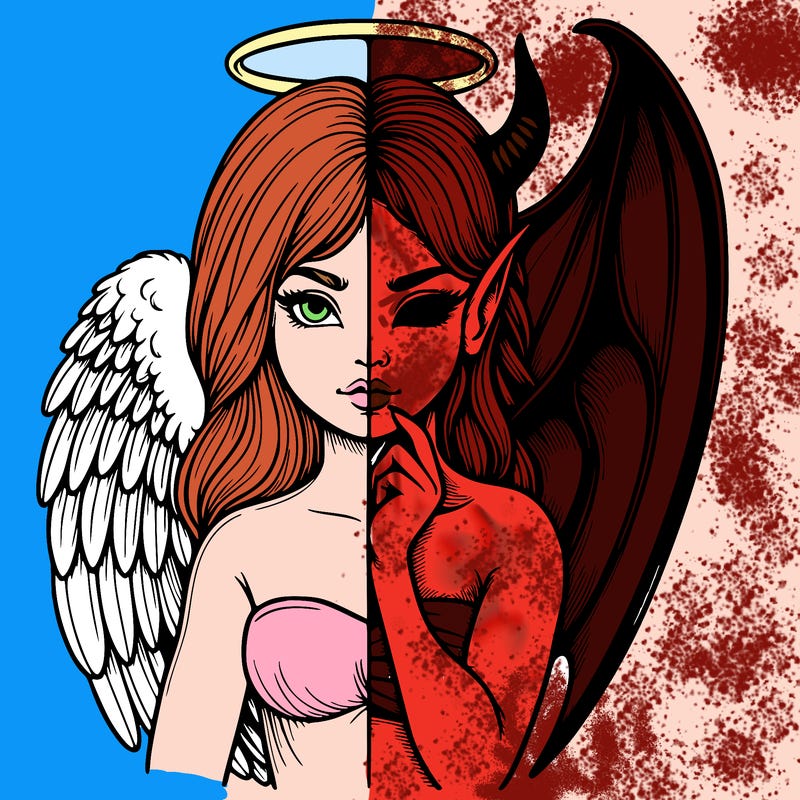 realistic angel half demon