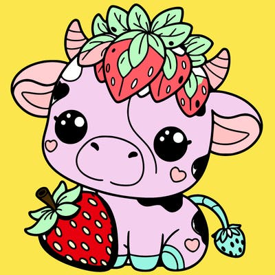 cute strawberry cow