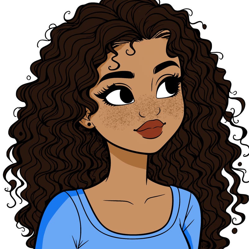 realistic girl with curly hair