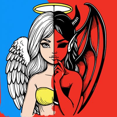 realistic angel half demon