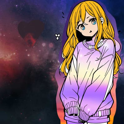 manga teen girl  in a sweater and baggy pants