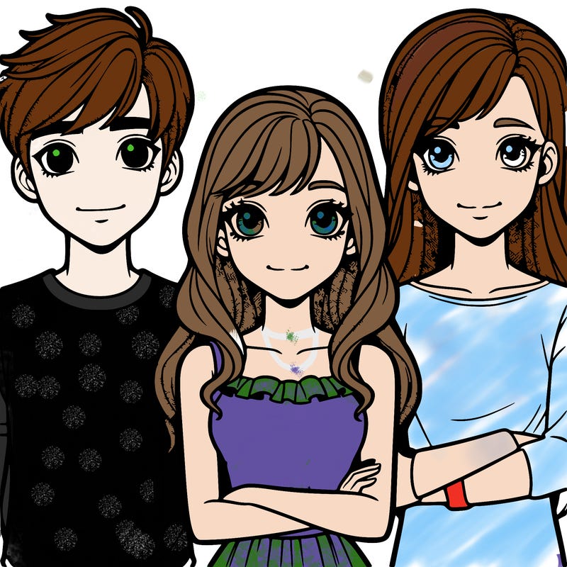 two realistic girls with two realistic boys