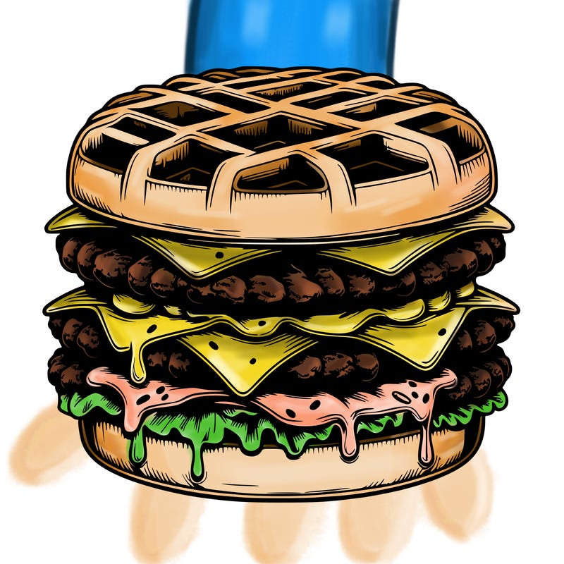 realistic waffle burger