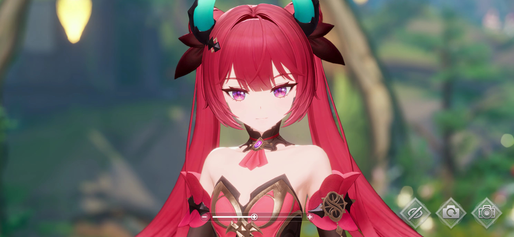 MONGIL: STAR DIVE - A close up portrait of a red haired character with horns from the game MONGIL STAR DIVE