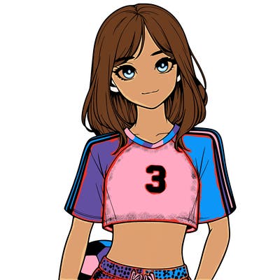 realistic girl wearing soccer jersey