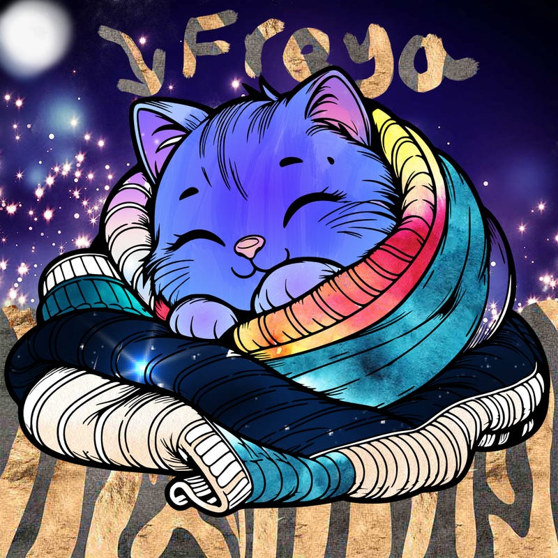 realistic cozy cat in a blanket