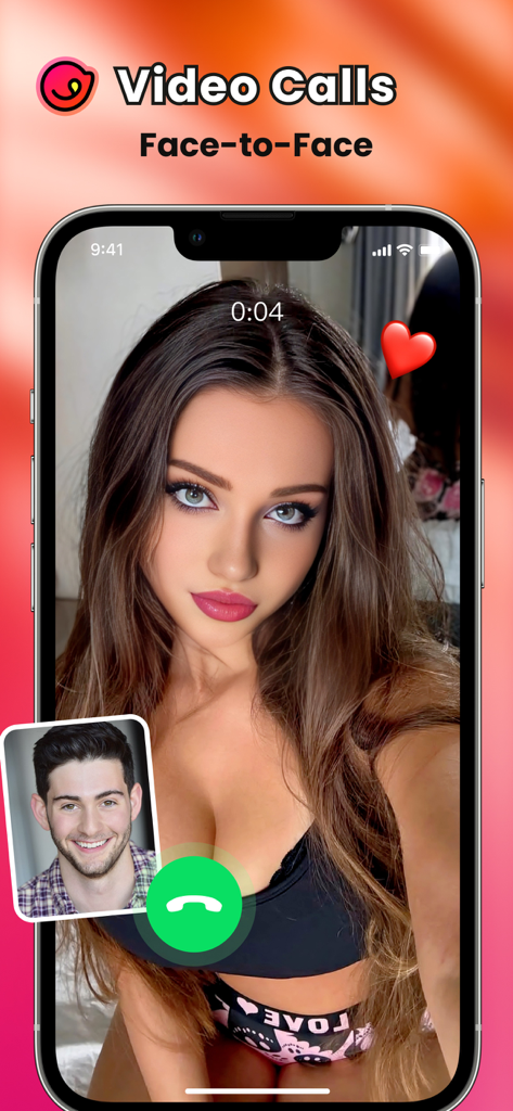 Bitty: Video, Live, Match - Interface of the Bitty app showing a face-to-face video call between two users.