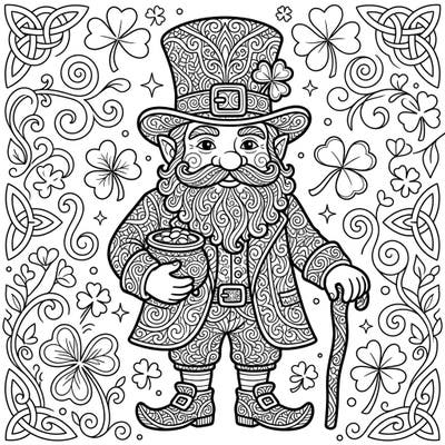 Step into a world of intricate patterns with this delightful Zentangle Leprechaun coloring page, perfect for those who love detailed designs. This unique illustration combines mythical Irish charm with the calming art of Zentangle for a truly engaging coloring experience.