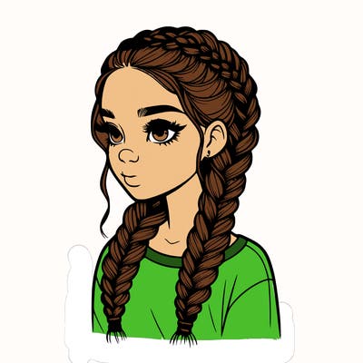 realistic girl with braids