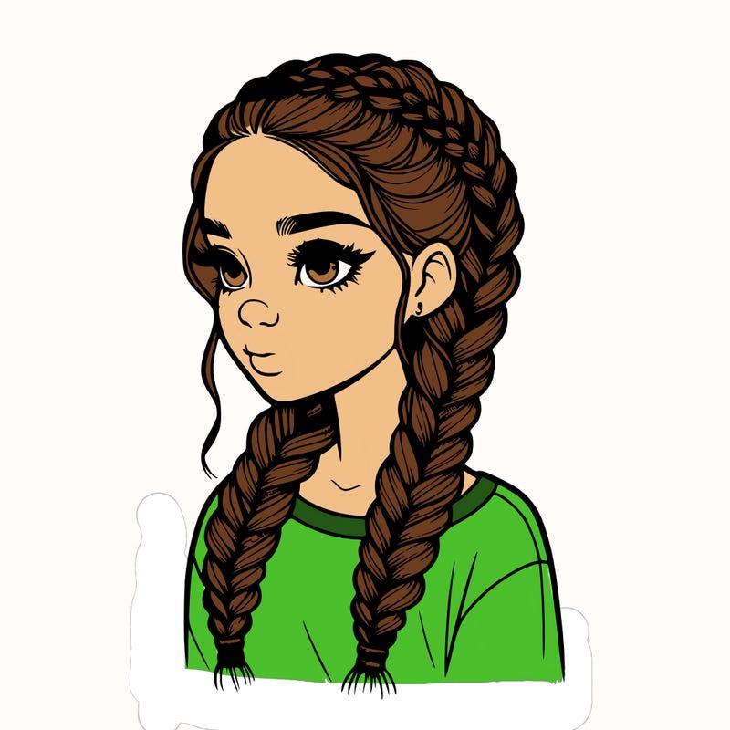 realistic girl with braids