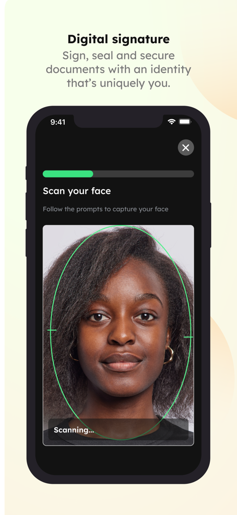 eCitizen Gava Mkononi - A woman using the facial recognition feature for digital signature verification in the eCitizen Gava Mkononi app.