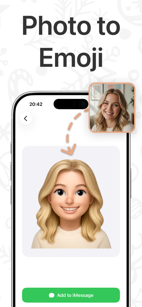Mojify: AI Emoji Maker - Mojify app screen demonstrating how to convert a personal photo into a custom AI generated emoji sticker