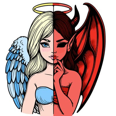 realistic angel half demon