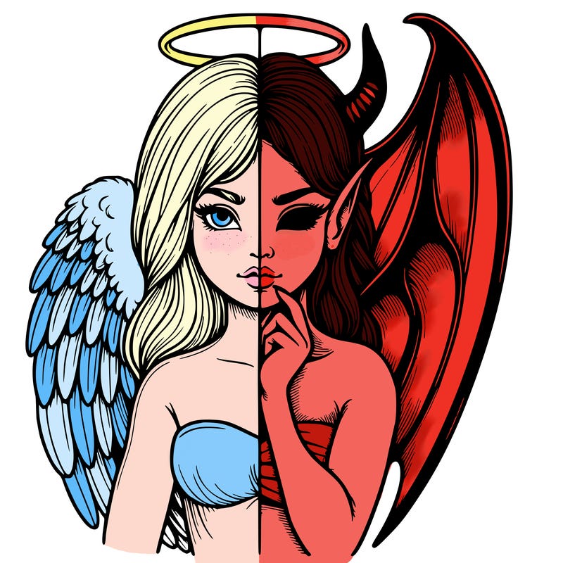 realistic angel half demon