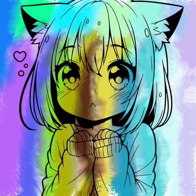 shy anime catgirl