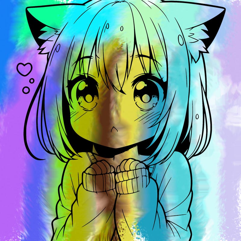 shy anime catgirl
