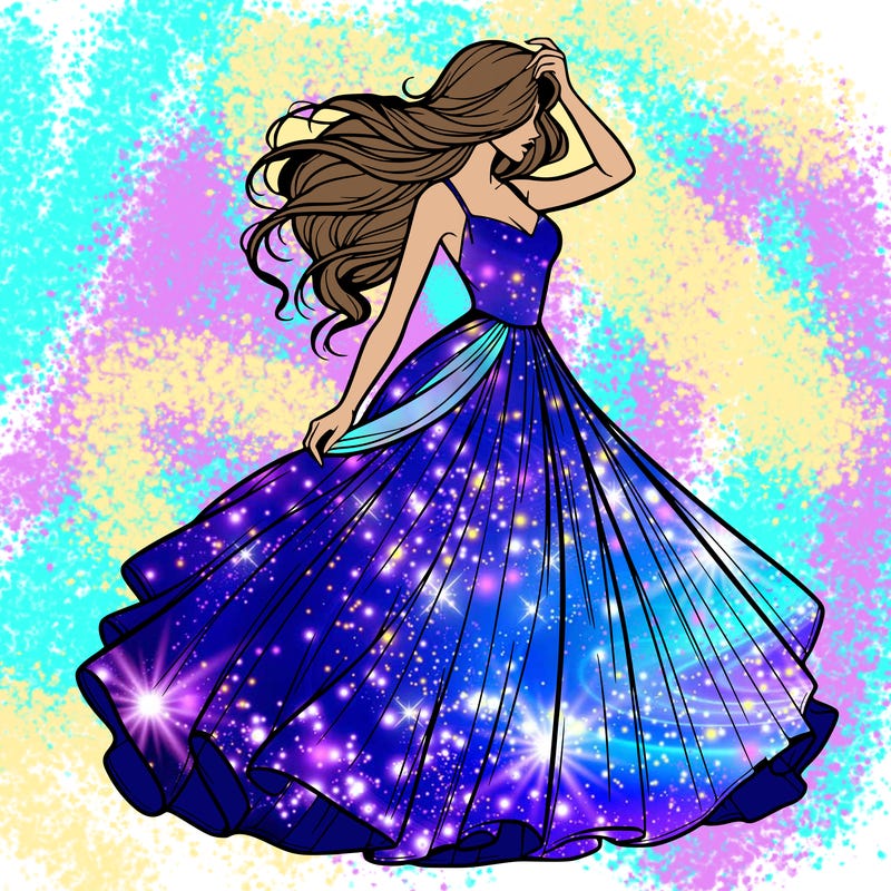 realistic woman with dress flowing in the wind