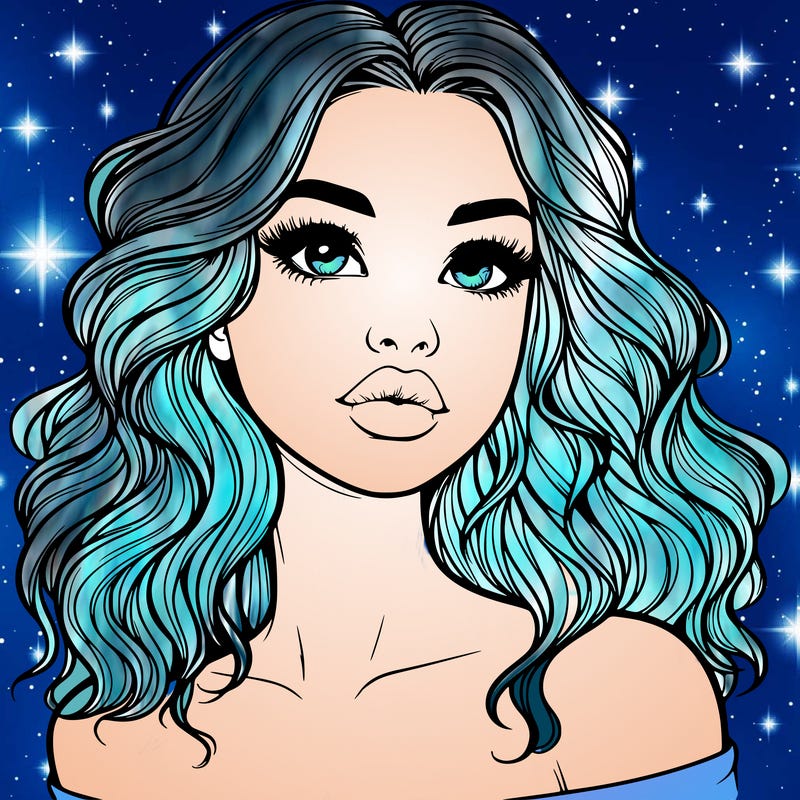 realistic girl with wavy hair and lips