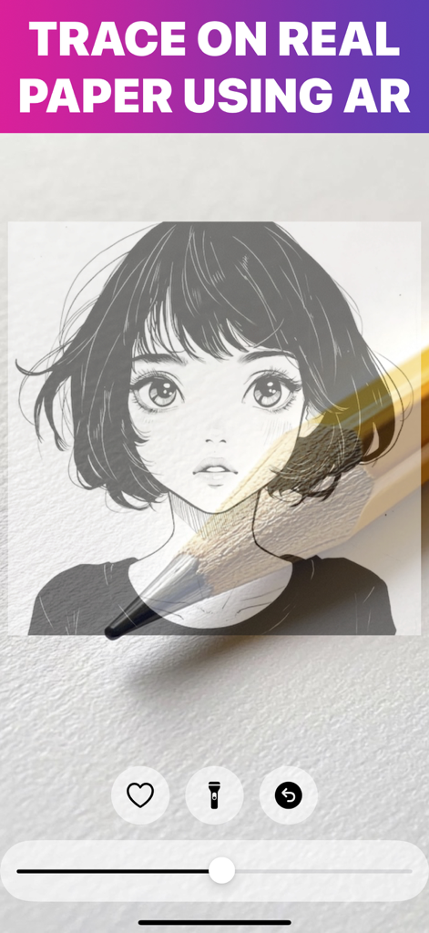 Tracing an anime character on real paper using AR drawing projector app