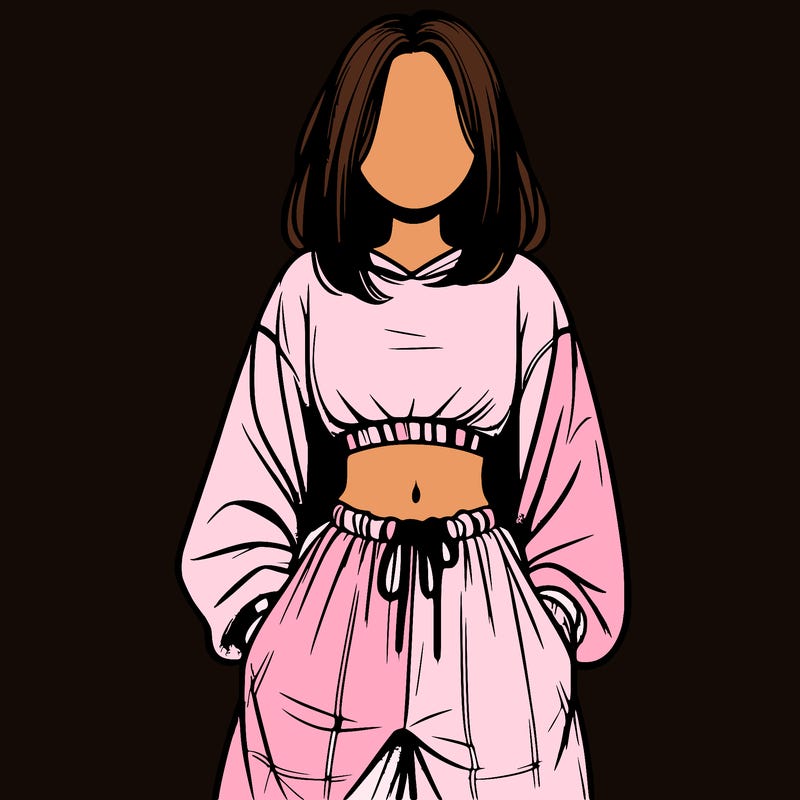 realistic girl faceless with baggy pants and a crop top