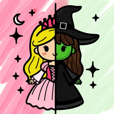 split princess and witch