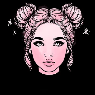 realistic woman that has space buns