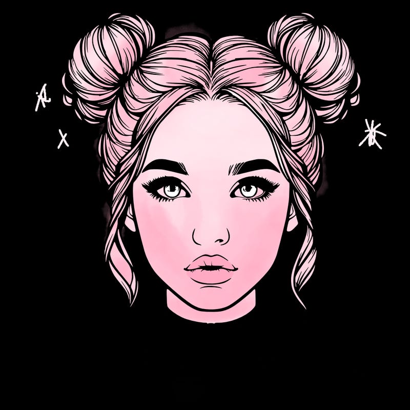 realistic woman that has space buns