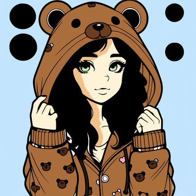 realistic girl in a animal pjs hoodie