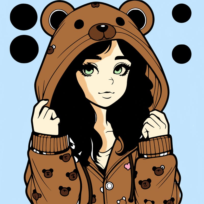 realistic girl in a animal pjs hoodie